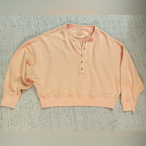 Aerie Cropped Sweatshirt Peach Long Sleeve Pullover - Picture 4 of 9